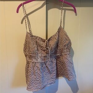 Princess Polly Brown Checkered Camisole